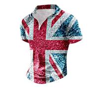 NNGOTD Union Jack T Shirts Mens Shirts Graphic UK British Flag Festival Shirts for Men Caribbean Shirts for Men Funky Hawaiian Shirt Skeleton Shirt Travel King Charles 2024 Streetwear Top Tshirt