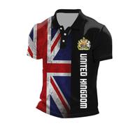 NNGOTD Union Jack T Shirts Polo Shirts for Men Moisture Wicking Quick-Dry 4 Way Stretch Golf Shirts Casual Print Colorful Mens Polo Shirts Short Sleeve Britain Union Jack Grunge Flag Workwear,L