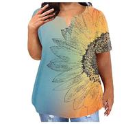 NNGOTD Women Casual Blouse Womens Blouse Cotton Shirts Casual Short Sleeve Blouses V Neck Button Down Shirts Ladies Business Shirt Office Work Tops Lace Tops for Women UK Pink Tshirt (Orange, XXL)