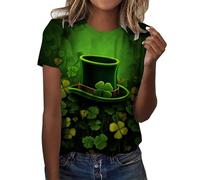 NNGOTD Women St Patrick's Day Clover Raglan Color Block T-Shirt Blessed Lucky Irish Short Sleeve Shirt Shamrock Graphic Tee Tops Lucky Leaf Clover Shirt Vacation Tee Tops St Patty's Day T (A1 GN4,L)