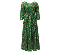 NNGOTD Women Summer Casual Floral Mani Dress Puff Sleeves Elastic Waist Flared A-Line Dress Office Dresses for Women UK Cotton Sun Dresses for Women UK Plus Size Denim Skirts for Women UK