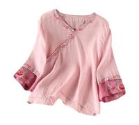 NNGOTD Women's Blouses Long Sleeve Chiffon Tops for Women UK Crew Neck Pleated Front Top Loose Fit Ladies Tshirts Flowy Double Layered Mesh T-Shirts Maternity Clothes(Pink,M)