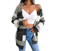 NNGOTD Womens Coats, Womens Casual Color Block Long Sleeve Cardigan Pockets Button Down Knitted Coat Open Cardigan Sweater Trench Coats for Women Outerwear Overcoat