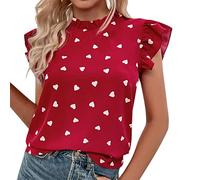 NNGOTD Womens Cold Shoulder Blouse Tops Shirts for Women Sleeveless Summer Tops Tunic Ruffle Leopard Gypsy Tops for Women UK White Tops (Red, M)