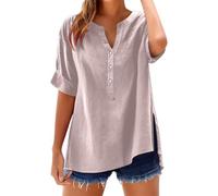 NNGOTD Womens Short Sleeve Blouse Dress Shirts Stretch Fitted Formal Button Down Shirt Business Work Blouses Summer Casual Tops for Ladies Sweater Pullover Sweatshirt(Pink,L)