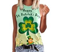 NNGOTD Women's St Patrick's Day Costumes Sleeveless Irish T Shirt Ladies Irish Printed Tank Top Ireland Fancy Dress Lucky Leaf Clover Shirt Holiday Clothes Leprechaun (B2 Mint Green,M)