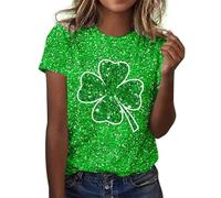 NNGOTD Womens St. Patrick's Day Shirt Funny Shamrock Clover Print Short Sleeve Crewneck T Shirts Graphic Casual T-Shirt Ladies Tunics Stretch Comfortable Irish Tshirts Cute St Patty's Day Blouses