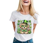 NNGOTD Women's St. Patrick's Day Shirts Green Shamrock Graphic Short Sleeve T-Shirts Irish Festival Holiday Tee Tops Casual Lucky Clover Printed Basic Tshirts Elegant Lightweight Tunic Blouse Shirt