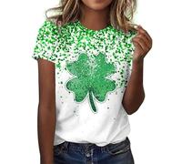 NNGOTD Womens St Patrick's Day Shirts Lucky Shamrock Graphic Tee Shirt Lucky St Patricks Day T Shirt Green Irish Tops Ireland Irish Flag Shamrock T-Shirt Holiday Pullover Tunic Tshirts (W23 Green,L)