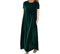 NNGOTD Women's Summer Casual Boho Dress Floral Print Ruffle Puff Sleeve High Waist Midi Beach Dresses Swimdress White Boho Dress Sunny Black Skirt Women Knee Length (Green, XXXXXL)