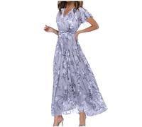 NNGOTD Women's Summer Casual Lounge Long Dress Elegant Short Sleeve Crew Neck Bodycon Maxi Dresses Party Dress Womens Sun Dresses Summer Skirts Women Long (Purple, XXL)