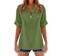 NNGOTD Womens Summer Tops Ruffle Short Sleeve T-Shirt Flowy Loose Pleated Floral Mesh Shirts Double Layers Crew Neck Tunic Top Striped Jumpers Pullover Sweater(Green,M)