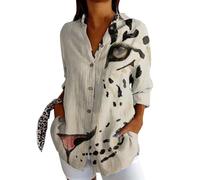 NNGOTD Womens T Shirts Ladies Summer Work Short Sleeve V-Neck Printing Pocket Blouse T-Shirt TopsPlus Size Elgant Office Shirts UK Size Going Out Tops for Women UK Party Sexy Blouses (Khaki, XXXXL)