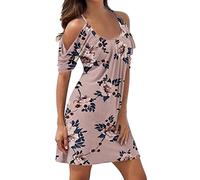 NNGOTD Women's V Neck Half Sleeve Shirt Dress Elegant Summer Casual Solid Color Short Dress S-XXL Cow Girl Fancy Dress Women Sunflower Dresses for Women Tutu Skirt red (Pink, M)