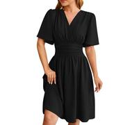 NNGOTD Women's V Neck Long Sleeve Elegant Empire Waist Long A Line Evening Dresses Nightdresses for Women UK Ladies Sun Dresses Size 18-20 Tennis Skirts for Women (Black, M)