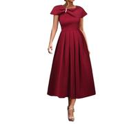 NNGOTD Women's V Neck Short Sleeve Elegant Floor Length A Line Long Tulle Evening Dresses Long Sleeve Dress Strappy Sun Dresses Womens midi Skirts Elasticated Waist (Red, XL)