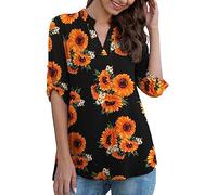 NNGOTD Work Tunic Tops for Women UK Long Sleeve Ladies Longline Tunic Blouse Shirts Round Neck Plus Size Tunics Dress Floaty T Shirt for Women Long Line Tops for Women UK Blouse (Orange, L)
