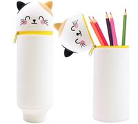 Nnicorns 2-in-1 Silicone Kawaii Pencil Case, Soft Silicone Bag, Kawaii Pencil Case, Soft Silicone Pencil Case for Pens, coloring, Cat