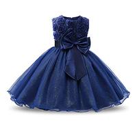 NNJXD Girl Sleeveless Lace 3D Flower Tutu Holiday Princess Dresses …, Deep Blue, 1-1.5 Years