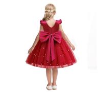 NNJXD Princess Girl Birthday Party Dress Bowknot Kids Dresses Flower Wedding Gown 2070 Red (5Y) 5-6 Years