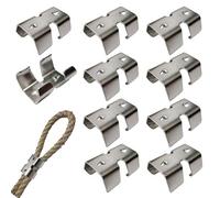 NNNJunhua Stainless Steel Heavy Duty Rope Clamps Double Rope Clamps 2 Lines of Rope Metal Clips Fits 14/45 Inch(8mm) to 1/2 Inch(12.5mm) Twisted or Braided Ropes 10 Pieces
