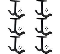 NNNJunhua Zinc Alloy Ceiling Double Hook Cabinet Wardrobe Coat Towel Hat Hook Hooks Under Cabinet Shelf 6 Pieces (Black)