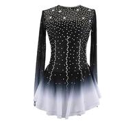Nnnydjy Figure Skating Competition Dance Dress for Girls Women's Ice Skating Performance Suit Artistic Gymnastics Leotard,Black,S