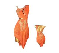 Nnnydjy Professional Latin Dance Dresses for Women Fringe Cha Cha Tango Competition Costume Ballroom Performance Dancewear,A,L