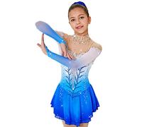Nnnydjy Women's Figure Skating Competition Dress Professional Ice Skating Skirt Asymmetric Hem Gymnastics Wear Long Sleeve,A,4_6Years