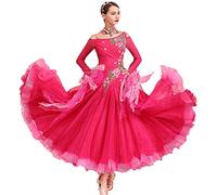 Nnnydjy Women's Standard Ballroom Dance Dress for Competition Tango Dancing Outfit Professional Waltz Performance Costume,A,L