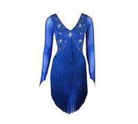 Nnnydjy Women's Tassel Latin Dance Performance Dresses Cha Cha Tango Practice Costumes Ballroom Dancewear Skirt for Rumba Samba,F,L