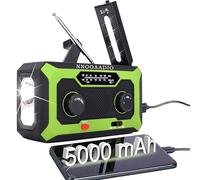 NNOOAADIO Solar Hand Crank Radio, 5000mAh SOS Alarm, Flashlight Kit Outdoor