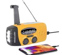 NNOOAADIO Wind Up Solar Hand Crank Radio, 2000mAh SOS Alarm for Camping