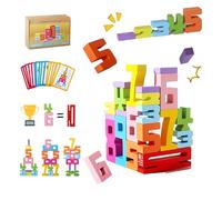 nnOuOnn 20Pcs Wooden Number Building Blocks, Number Blocks Toys for Kids with Storage Board, Educational Wood Blocks for Learning Games (A: 20Pcs Numbers, 15 Cards)