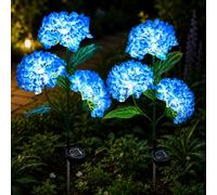 nnOuOnn 2Pack Solar Flower Lights Outdoor Waterproof, 2026 LED Garden Stake Ornaments Hydrangea Solar Powered Light, Outside Decorative Artificial Flowers for Yard Patio Lawn