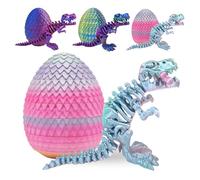nnOuOnn 3D Printed Dinosaur Animals Fidget Toys, Dinosaur in egg, 4.7in Mini Animals Toy Articular Mobility Toys for Adults and Kids, Flexible Dinosaurs Statue Decor for Easter Eggs (Rainbow)