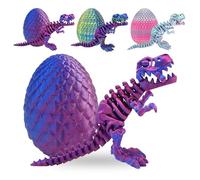 nnOuOnn 3D Printed Dinosaur Animals Fidget Toys, Dinosaur in egg, 4.7in Mini Animals Toy Articular Mobility Toys for Adults and Kids, Flexible Dinosaurs Statue Decor for Easter Eggs (BlueRed)