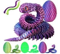 nnOuOnn 3D Printed Snake Age 8+ in Easter Egg, 3D Printed Fidget Mini Animals Toy Articular Mobility Toys for Adults and Kids, Articulated Flexible Snake Statue Decor for Home Office (Purple)