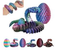 nnOuOnn 3D Printed Snake in Egg Easter Animals Fidget Toys Large Long 17.7in Articular Mobility Toy for Adults Articulated Flexible Snake Statue Decor for Home and Office Decoration (Red Green Blue)