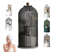 nnOuOnn Concealed Toothbrush Holder Make up Brush Holders Organizer with Lid 360 Rotating Bathroom Waterproof Dustproof Holder Organizers Divided Organizer for Vanity (Black)