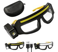 nnOuOnn LED Safety Glasses with Lights, 5 Lighting Modes, Rechargeable 800mAh Battery, Sensor & Touch Control Yellow Mechanics Glasses for Night Cycling Runnin Camping Fishing Adventures