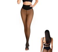 nnOuOnn One-Seam Translucent Fleece Lined Tights, New Compression Band Model Thermal Tight for Women, Magic Bare-Leg Fleece Leggings, High Waisted with Tummy Control & Butt Lifting Design (XXL, Tan)