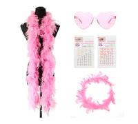 nnOuOnn Pink Feather Boa, 5 Pack Fluffy Soft Feather Boas Multipack for Adult, Halloween, Christmas, Party Costume Accessories, Burlesque, Dance, Photo Props