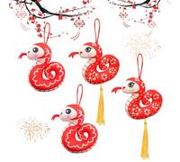 nnOuOnn Year of The Snake Plush Pendant, 4.7 Inch 4 Pcs Snake Plush, Print Paper Cutting Ornament for Home Lunar New Year Decorations Zodiacs Souvenir Chinese New Year Party Gift