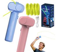 nnOuOnn Zip String Toy, 2PCS Glow Age 3+ In The Dark Rope Launcher, Handheld Pressure Reducer Cool Stuff Outdoor Home Interaction Ideal Birthday For Adults Friends To Gifts (Blue and Pink)