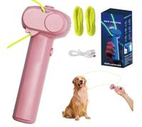 nnOuOnn Zip with 2 String Toy for Pets, Glow In The Dark Rope Launcher, Handheld Pressure Reducer Cool Stuff Outdoor Home Interaction Ideal for Pet To Gifts (Pink)
