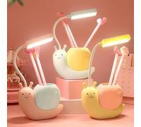 NNOVAT Cute Kids Night Light LED Desk Lamp for Kids Cute Pet Snails Lamp Desk Accessories Flexible Gooseneck Eye-Care Cartoons Small Desk Lamp for Girls Bedroom Decor Gifts(Yellow)