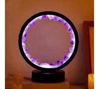 NNOVAT Natural Crystal Lamp, Three Light Modes, Adjustable Brightness, USB Port Power Supply (Black Round Amethyst)