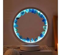 NNOVAT Natural Crystal Lamp, Three Light Modes, Adjustable Brightness, USB Port Power Supply (White Round Blue Fluorite)