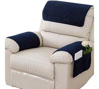 NNSMUN Armrest Cover, Recliner Chair Protector, Furniture Protector Slip, Side Storage Pocket, Stretch Armchair Couch Arm Rest Cover for Recliner, Chair, Sofa (Navy Blue,3 Seater(5pcs))